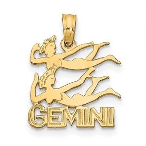 Million Charms 10k Yellow Gold Small GEMINI Zodiac Charm Pendant
